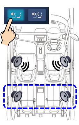 後席の音量が下がります。