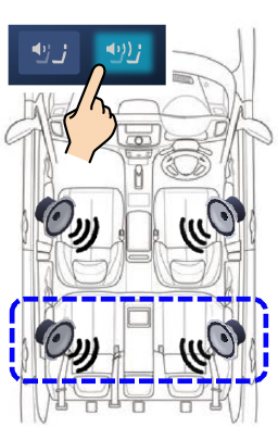 後席の音量が上がります。
