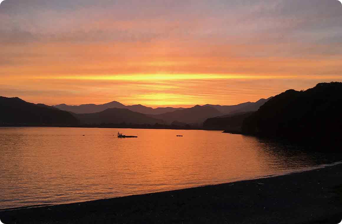 キャンプ場から見える夕日