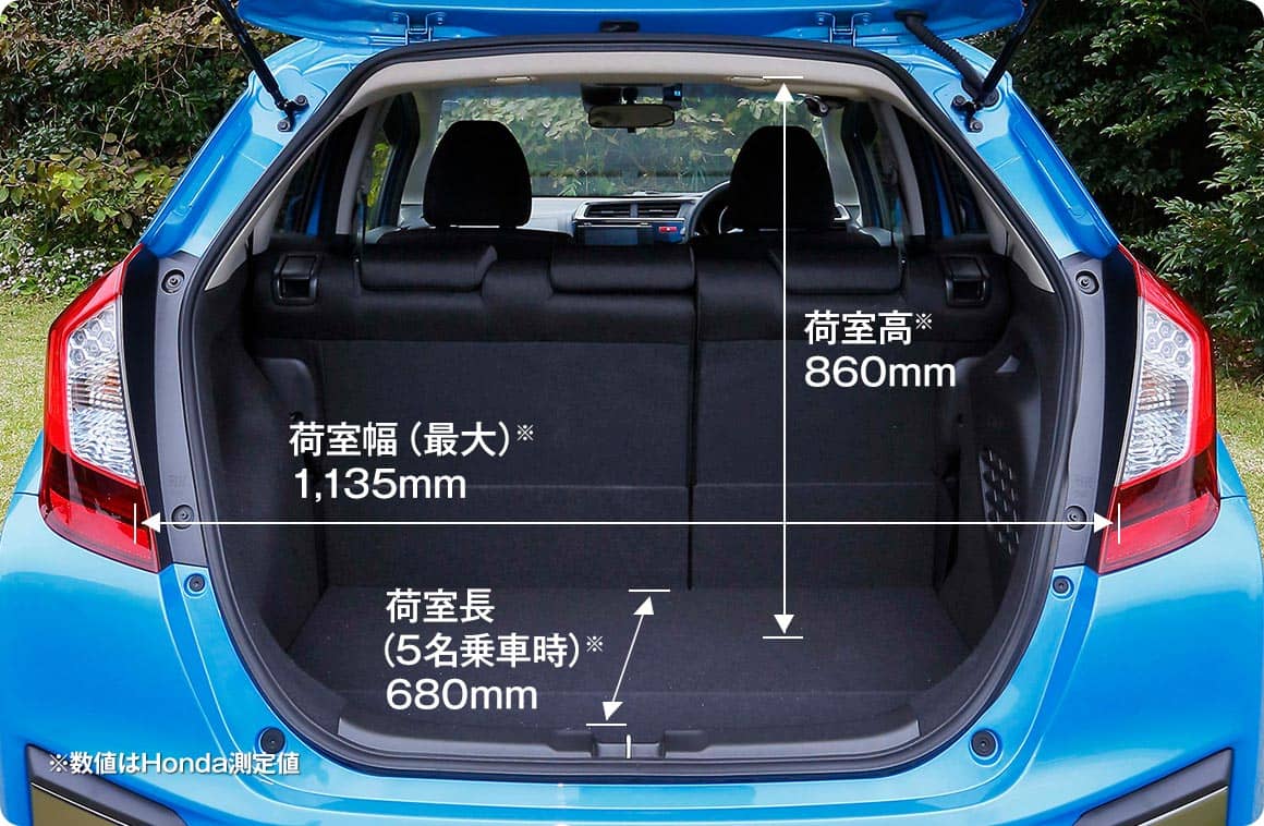 荷室高約860mm 荷室幅（最大）約1,135mm　荷室長（5名乗車時）約680mm※数値はホンダ測定値