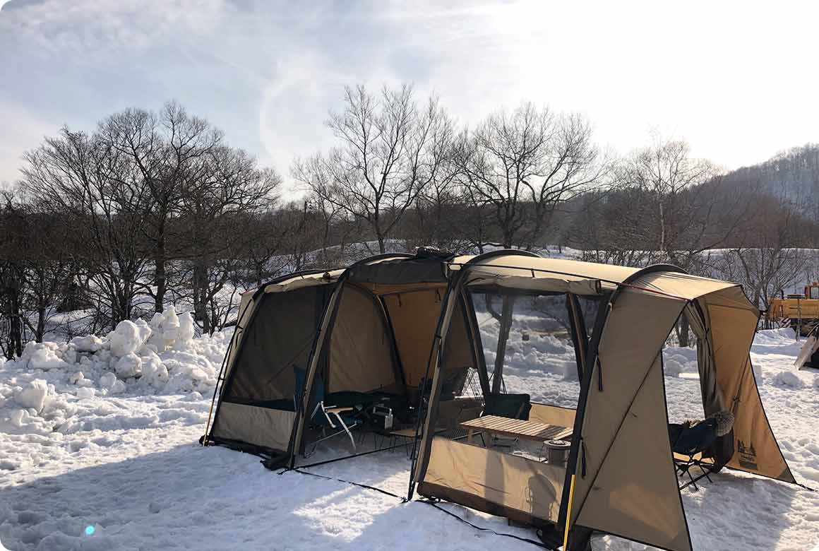 積雪量も多く、雪中キャンプが楽しめる