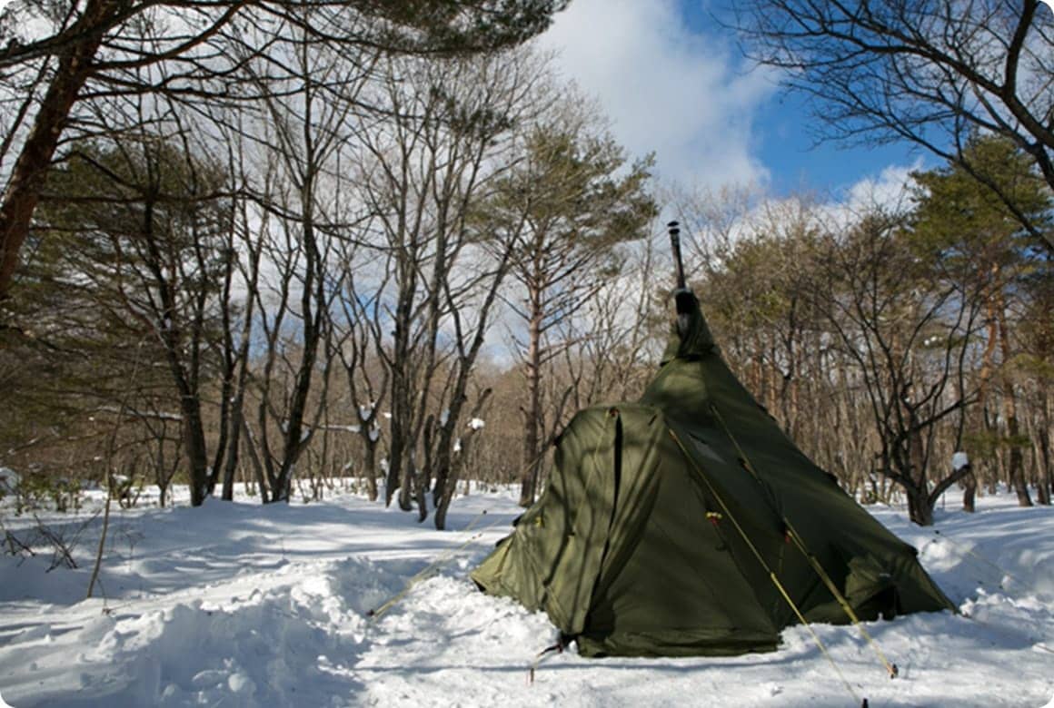 雪中キャンプは、例年3月中旬ごろまで