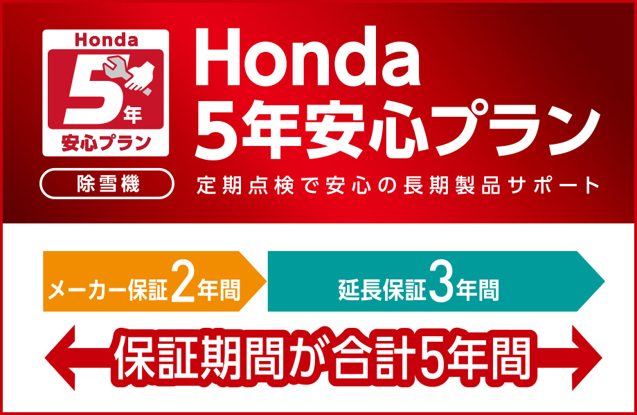 Honda5年安心プラン　定期点検で安心の長期製品サポート