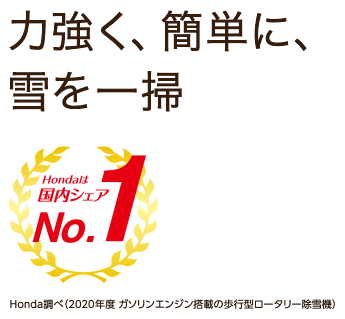 Hondaは国内シェアNo.1 力強く、簡単に、雪を一掃