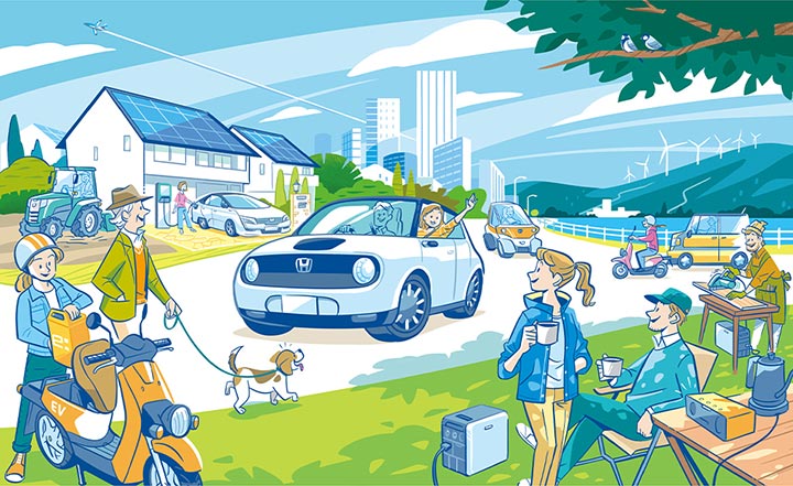 車が再エネの運び屋に…？取材後、ハフポスト日本版でイメージを描いてみました。