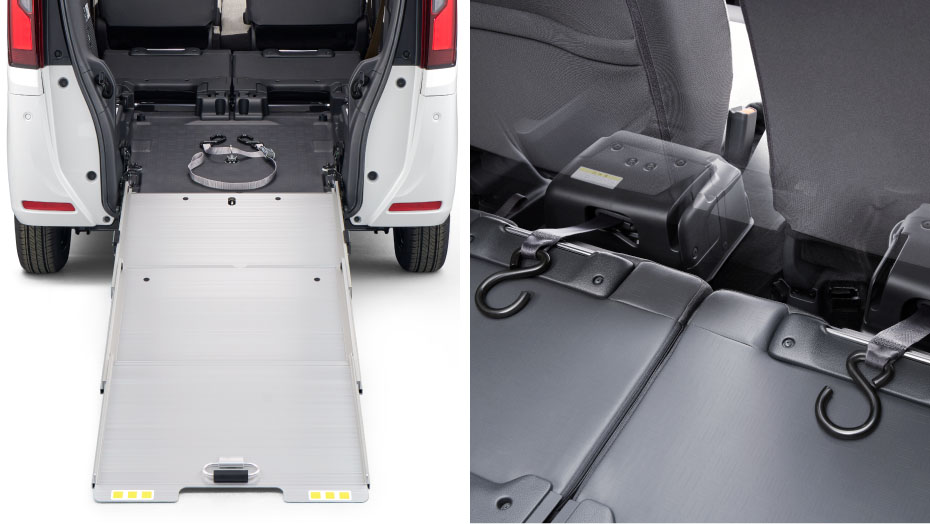 HONDA N-BOX 車いす固定装置（ベルト） 車いすの乗せかた、降ろしかた | N-BOX/N-BOX Custom 2021 | Honda